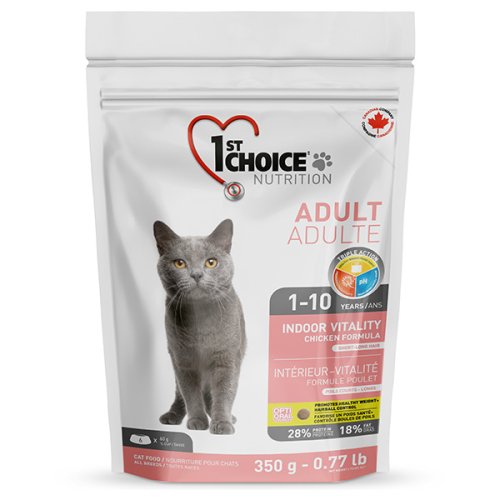 1-st Choice Adult Indoor Vitality Chicken  - корм Фест Чойс КУРИЦА ВИТАЛИТИ для домашних кошек 350 г