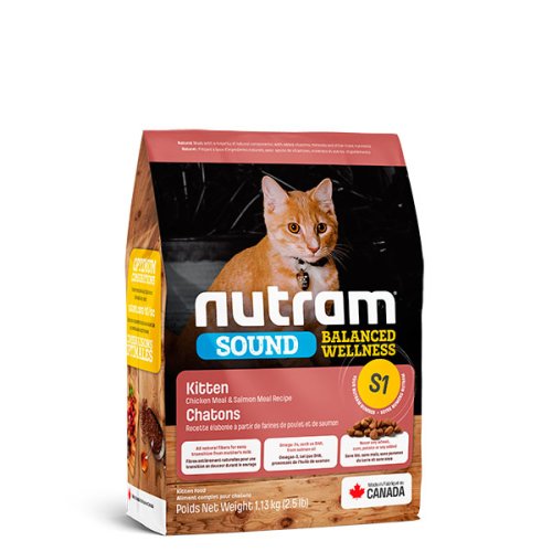 Nutram S1 Sound Balanced Wellness Kitten - корм Нутрам S1 Саунд Бэлэнсд с курицей и лососем для котят 1,8 кг (S1_1,13)
