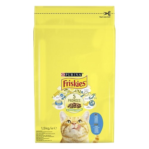 Сухой корм FRISKIES для взрослых кошек с лососем и овощами 1,5 кг