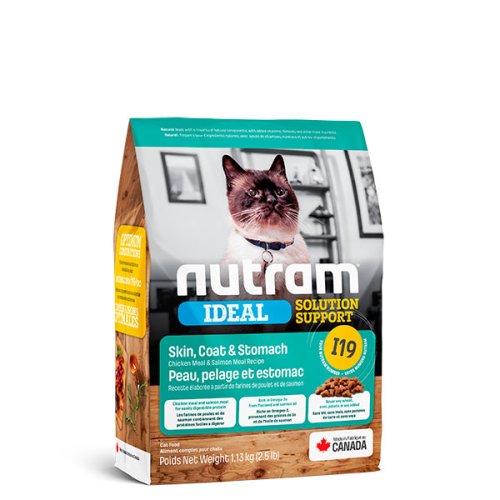 Nutram I19 Ideal Skin Coat - корм Нутрам I19 Идеал для кошек с проблемной кожей 1,13 кг (I19_1,13)