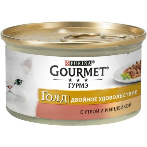 Gourmet Gold - консервы Гурмет Голд кусочки в подливке с уткой и индейкой для кошек 85 г 7613031381050