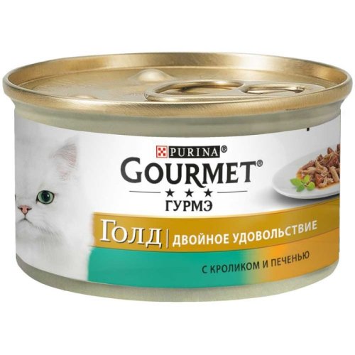 Gourmet Gold Soufflе - корм Гурмет Голд кусочки в подливке с кроликом и печенью для кошек 85 г 7613031381081