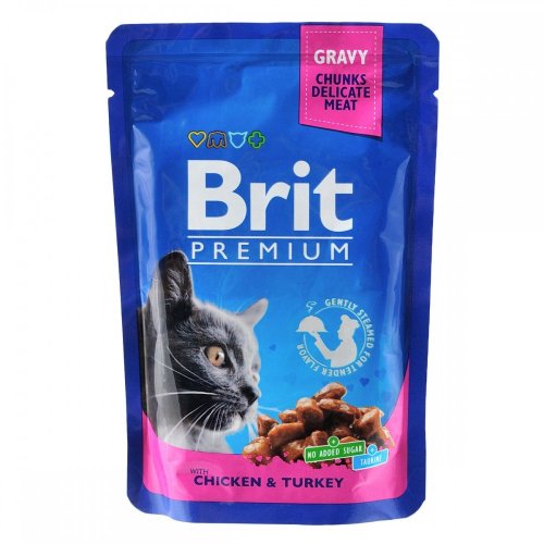 Brit Premium - корм Брит з куркою й індичкою для кішок 100 г (100273/506019)