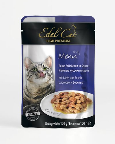 Edel Cat - консервы Эдель, нежные кусочки в соусе, с лососем и форелью 100 г (1002021/1000308/179161)