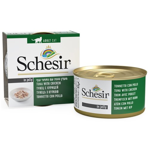 Schesir Tuna Chicken - консервы Шезир тунец с курицей для кошек, банка 85 г