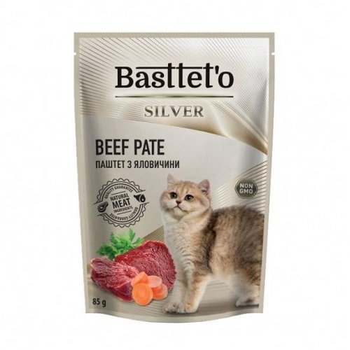 Basttet`o Silver - паштет Basttet`o Silver для котів з яловичиною 85 г