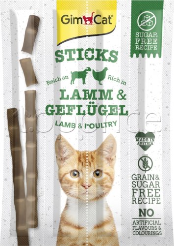 GimCat Sticks - ласощі Джимкет з ягням і домашнім птахом 4 палички (G-420912/420523/420820)