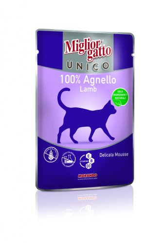 Morando Migliorgatto UNICO - консервы Морандо Мильоргатто Унико  для котов с ягненком 0,085 кг