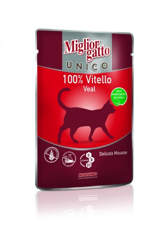 Morando Migliorgatto UNICO - консервы Морандо Мильоргатто Унико  для котов с телятиной 0,085 кг