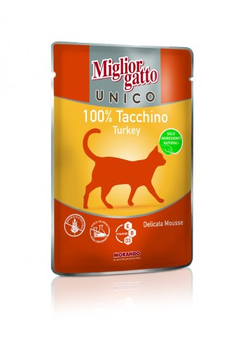 Morando Migliorgatto UNICO - консервы Морандо Мильоргатто Унико  для котов с индейкой 0,085 кг (8007520014359)