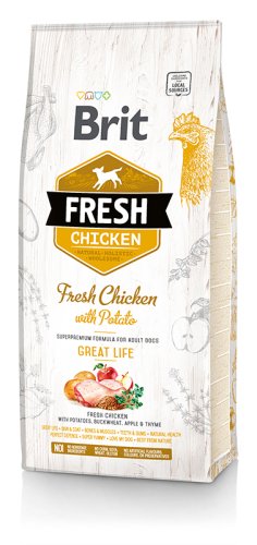 Brit Fresh Chicken/Potato Adult - корм Брит Фреш с курицей и картофелем для взрослых собак 12 кг (170989)
