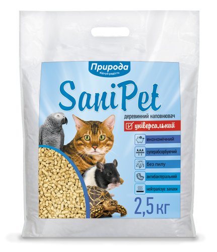 Sani Pet - наполнитель Сани Пет древесный универсальный 2,5 кг (PR740416)