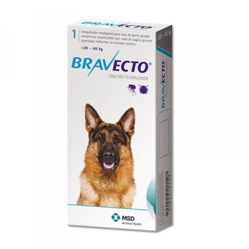 Bravecto - інсектоакарицидні таблетки Бравекто для собак Вага 20-40 кг, одна таблетка (8713184146533)