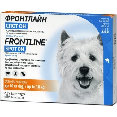 Boehringer Ingelheim FrontLine Spot On - капли Фронтлайн для собак Вес 2 - 10 кг, одна пипетка (159 923)