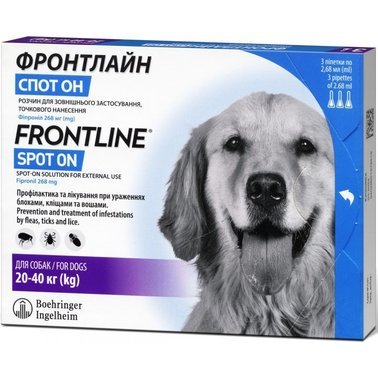 Boehringer Ingelheim FrontLine Spot On - капли Фронтлайн для собак Вес 20 - 40 кг, одна пипетка (159 924)