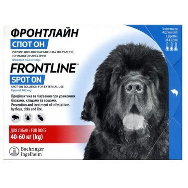 Boehringer Ingelheim FrontLine Spot On - капли Фронтлайн для собак Вес 40 - 60 кг, одна пипетка (159 925)
