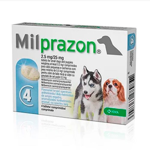 KRKA Milprazon - препарат проти глистів Мілпразон для собак від 5 кг, уп/4 таб, 1 таблетка