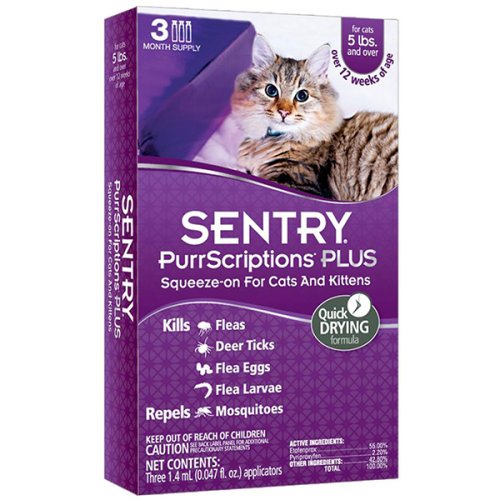 Sentry PurrScriptions - краплі від бліх і кліщів Сентрі для кішок з вагою більш 2,2 кг, одна піпетка (19817)