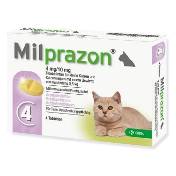 KRKA Milprazon - препарат проти глистів Мілпразон для кішок і котенят Уп. 4 таб, 1т./від 2 кг