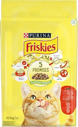 Сухой корм FRISKIES для взрослых котов с говядиной, курицей и овощами 10 кг
