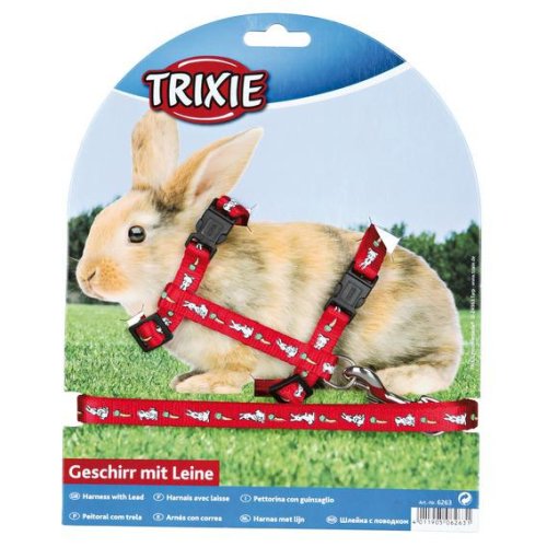 Trixie - поводок-шлея Трикси для кролика, с рисунком 10 мм/1,2 м (6263)