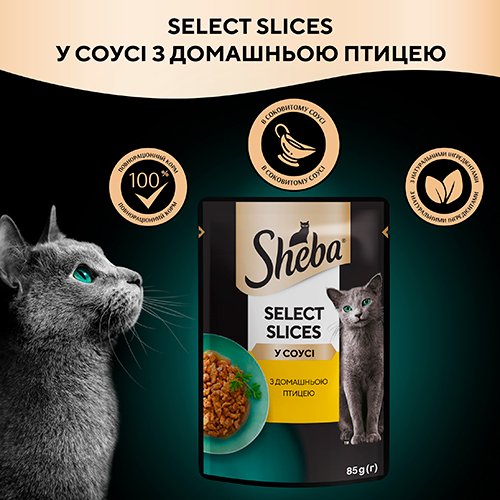 Sheba Select Slices - корм Шеба Селекшн з домашнею птицею в соусі 85 г (4770608257293)