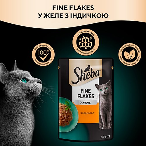 Sheba Fane Flake - корм Шеба для котов с индейкой в желе 85 г (4770608257231)