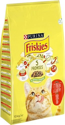 Сухой корм FRISKIES для взрослых котов с говядиной, курицей и овощами 10 кг
