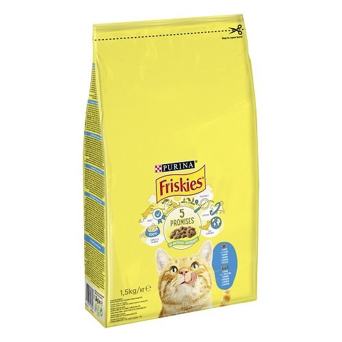 Сухой корм FRISKIES для взрослых кошек с лососем и овощами 1,5 кг