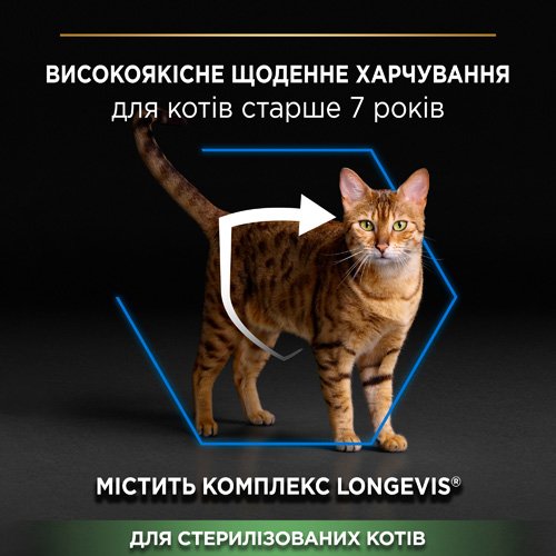 Сухий корм PRO PLAN Sterilised Senior 7+ Longevis для дорослих котів після стерилізації з індичкою 1.5 кг
