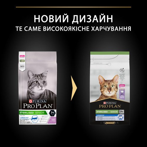 Сухий корм PRO PLAN Sterilised Senior 7+ Longevis для дорослих котів після стерилізації з індичкою 1.5 кг
