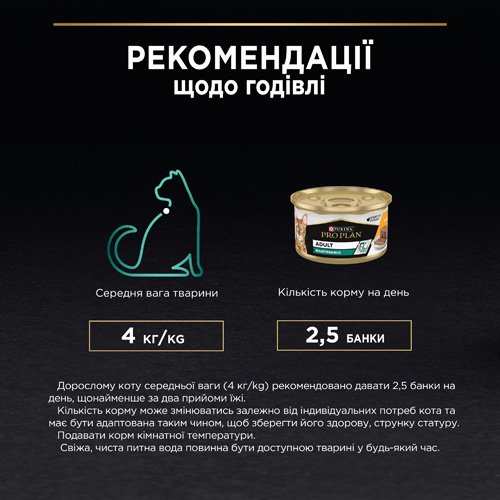 Влажный корм PRO PLAN Adult для взрослых котов кусочки в паштете с курицей 85 г