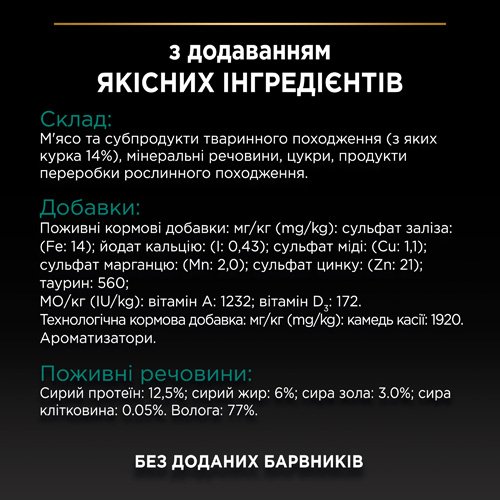 Влажный корм PRO PLAN Adult для взрослых котов кусочки в паштете с курицей 85 г