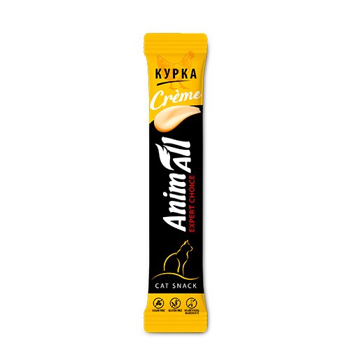 Ласощі AnimAll Сrème для котів зі смаком курки, 6 х15 г
