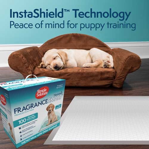 Simple Solution FragranceSmart Odor Control Puppy Training Pads - вологопоглинаючі гігієнічні пелюшки для собак з ароматом зеленого чаю і нейтралізатором запаху 60x61см, 100 шт