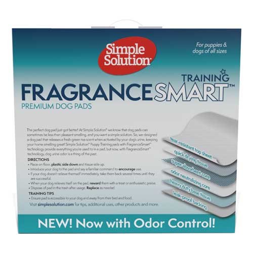 Simple Solution FragranceSmart Odor Control Puppy Training Pads - вологопоглинаючі гігієнічні пелюшки для собак з ароматом зеленого чаю і нейтралізатором запаху 60x61см, 100 шт