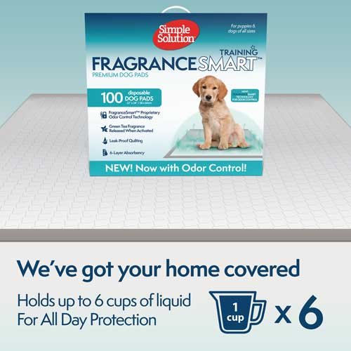 Simple Solution FragranceSmart Odor Control Puppy Training Pads - вологопоглинаючі гігієнічні пелюшки для собак з ароматом зеленого чаю і нейтралізатором запаху 60x61см, 100 шт
